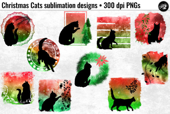 10 Curious Christmas Cats Illustrations