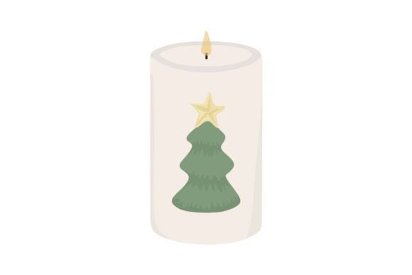 Candle Light Christmas Tree Motif Vector Illustrations