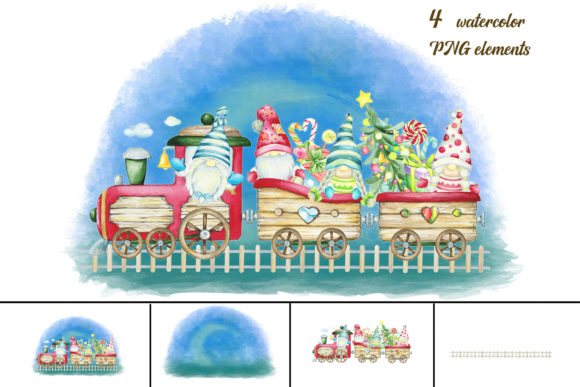 Christmas Gnomes, New Year s Train Illustrations Review