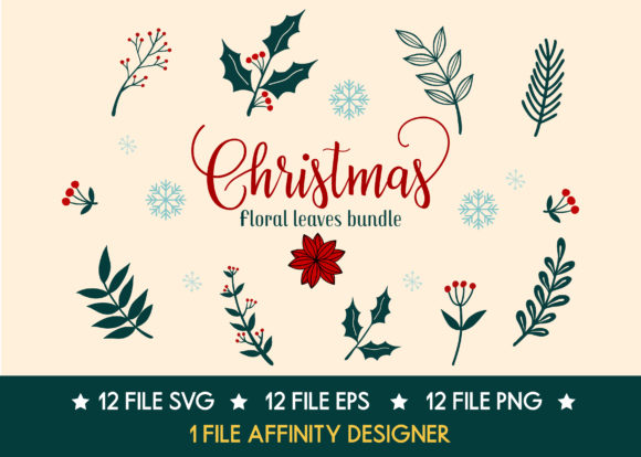 Christmas Leaf Graphic Elements Illustrations for Branding