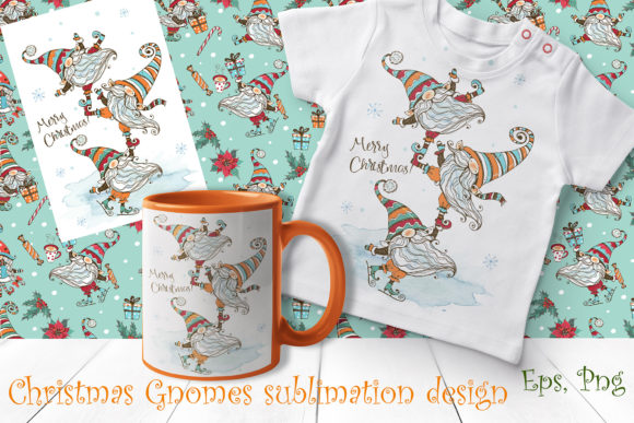 Christmas Nordic Gnomes Sublimation Illustrations