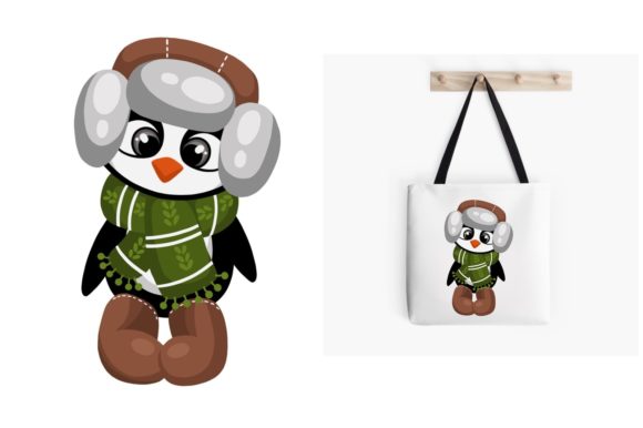 Christmas Penguin Het Drawing Illustrations