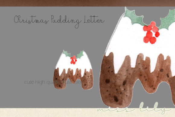 Christmas Pudding Letter M Illustrations for Design Projects