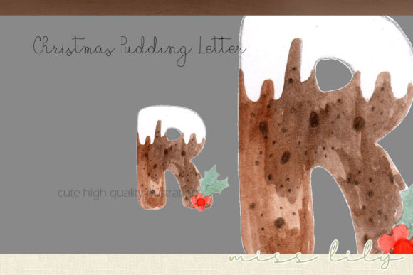 Christmas Pudding Letter R Illustrations for Crafting