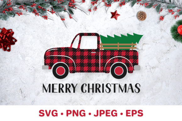 Christmas Retro Truck. Merry Christmas Illustration Review