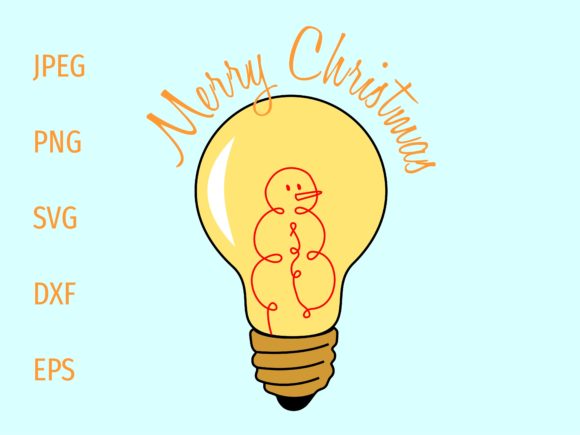 Christmas Snowman in a Light Bulb Illustrations
