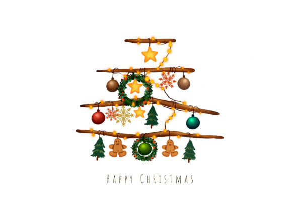 Christmas Tree Hanging Clip Art Illustrations