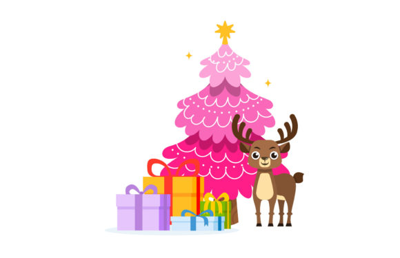 Deer Christmas Illustration Cute for Branding and Design Projects