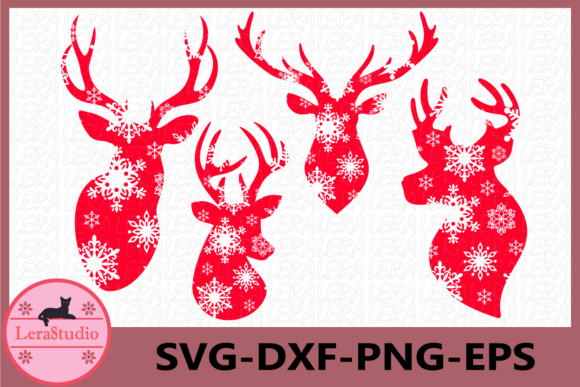 Deer Head, Snowflake, Merry Christmas Illustration Review