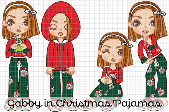 Gabby in Christmas Pajamas Illustrations