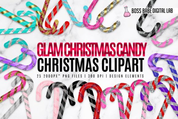 Glam Christmas Candy Clipart Illustrations