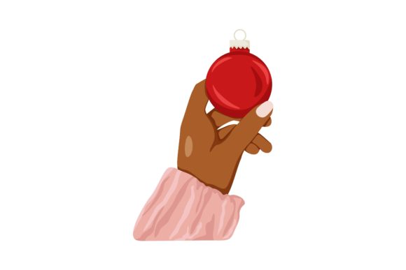 Hand Holding Red Light Ball Christmas Embroidery