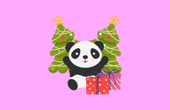 Panda Christmas Art Illustration for Handmade Creations