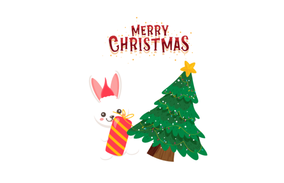 Rabbit Christmas Illustration for Branding and Design Projects
