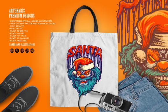 Spooky Clown Merry Christmas Mascot Svg Illustrations