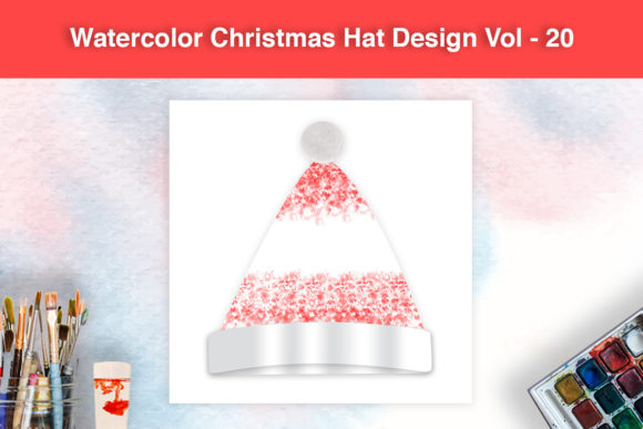 Watercolor Christmas Hat Design Vol - 20 Illustrations