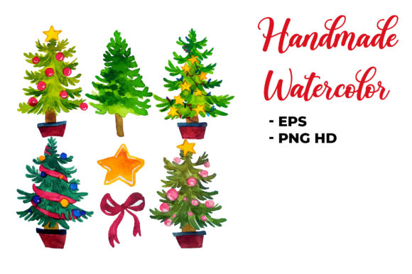 Watercolor Christmas Tree Illustrations for Branding