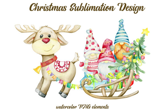 Watercolor Clipart, Christmas Gnome Illustrations
