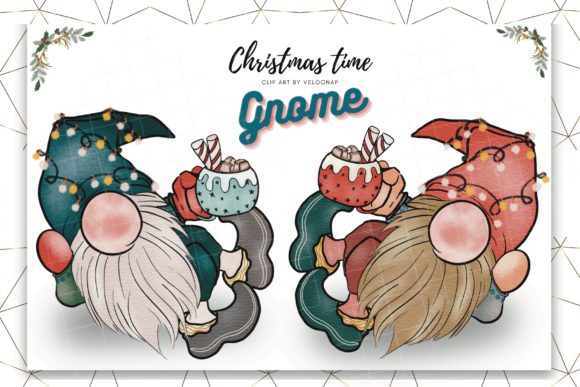 Watercolour Christmas Gnome Cerebration Illustrations