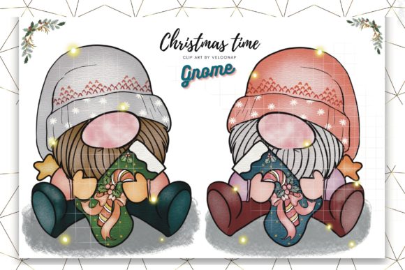 Watercolour Christmas Gnome Clipart for Illustrations